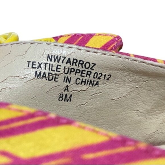 Nine West Wedge 8M Jute Heel Slingback Pink Yellow Open Toe - Picture 6 of 6